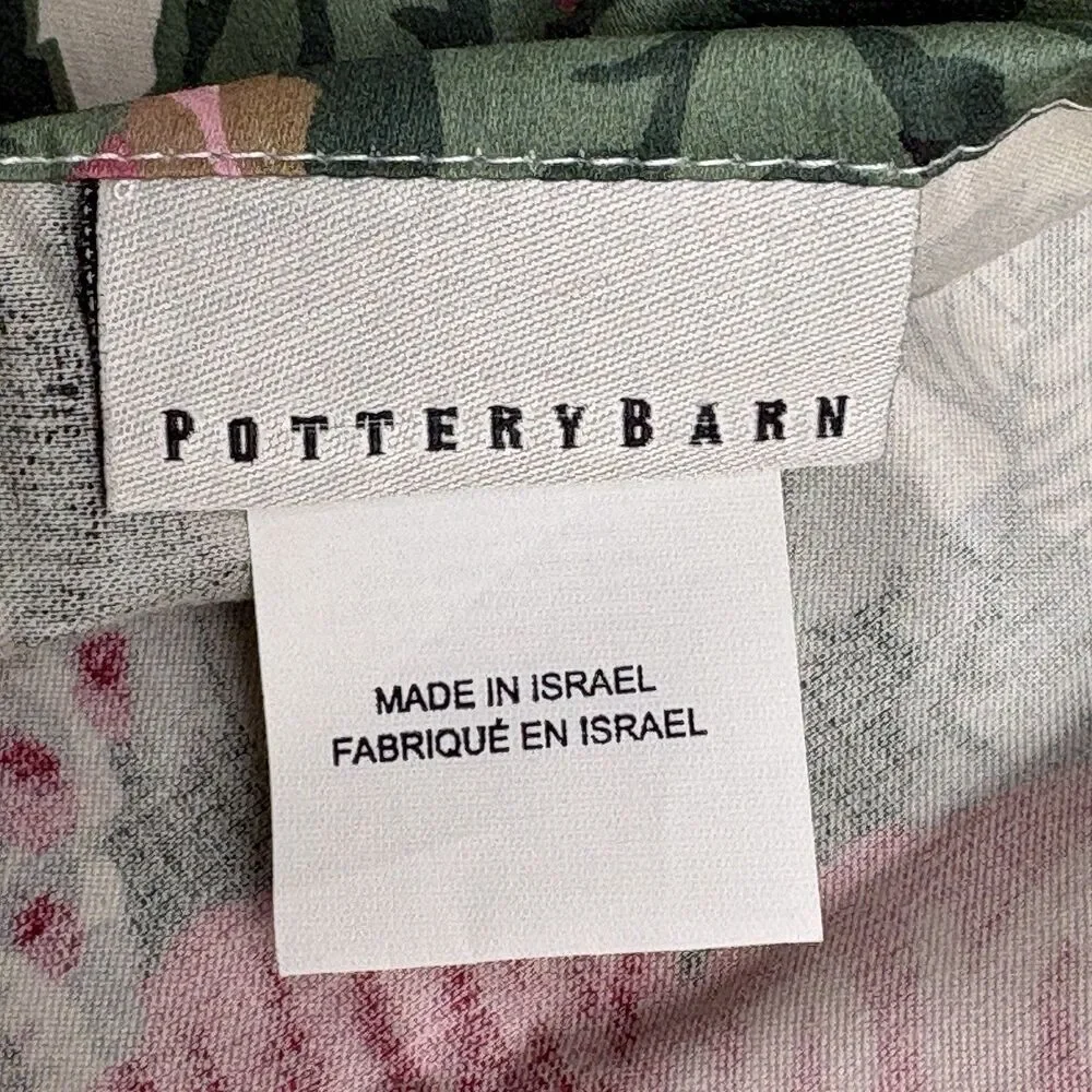 2 Pottery Barn Euro Shams Bird Floral Cottage Roses Jacobean Organic Cotton NWOT